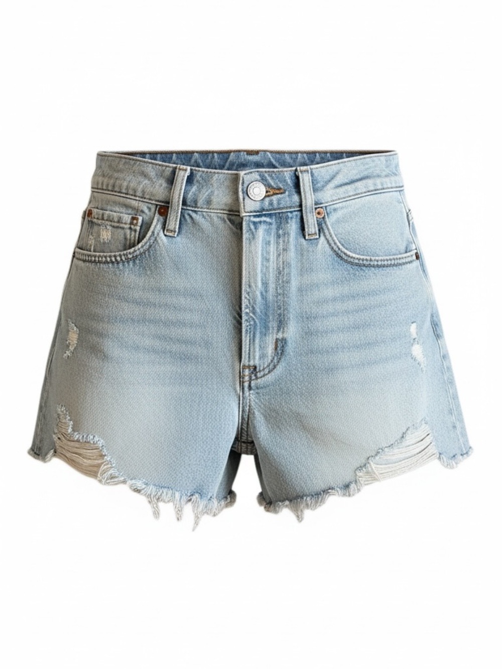 Madewell Mom Jean Shorts Distressed Raw Hem Light Wash – 25
